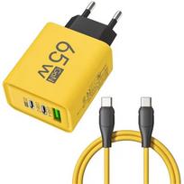 65W 3 prievadai GaN USB PD mobiliųjų telefonų įkrovikliai USB C iki C tipo didelės spartos įkrovimo duomenų kabelio laidas QC3.0 mobiliojo telefono sieninis adapteris UK Plug
