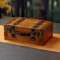 Senamadiška medinė laikymo dėžutė lagaminas papuošalų krūtinė, elegantiška keliautojams, universali su vyriais 30x19.5x11.2cm