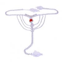 Raudonos Širdies T-string Apatiniai Bikini Maudymosi Kostiumai Moterims Žavesio Kūno Grandinėlės Seksuali Kelnaičių Grandinėlė Prabangūs Papuošalai Drabužių Aksesuarai sidabras