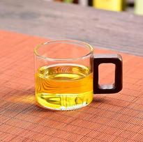 1pcs Heat-resistant Glass Tea Cup With Walnut Handle 120ml Mini Espresso Cup Set Ground Coffee Mug Glasses Brewing Teaware 120ml skaidri
