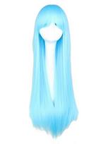 80cm Ilgio Tiesūs Anime Cosplay Plaukų Perukas - Europos ir Amerikos Stiliaus dangaus mėlyna spalva
