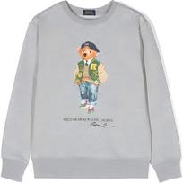 Polo Ralph Lauren Hoodie Vaikams Megztinis Apvalia Kakla Meškiuko Spaudinys Ilgomis Rankovėmis Vaikų Hoodies Pilkas 323960439-003 L