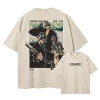 Bleach Gin Ichimaru Manga Panelės Skalbti Marškinėliai, Unisex Anime Gatvės Stiliaus Per dydį T-shirt, 100% Medvilnės Laisvalaikio Trumpomis Rankovėmis Viršus 4XL