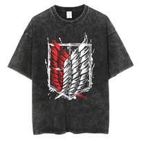 Attack on Titan Eren & Ymir Įkūrėjo Titanas Vintažiniai skalbti Oversize marškinėliai | Unisex Anime gatvės stiliaus marškinėliai L