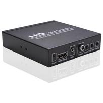 SCART/HD į HD vaizdo keitiklio palaikymas 720P/1080P jungiklis PAL/NTSC jungiklis SCART HD įvestis HD 3,5 mm garso koaksialinė išvestis JAV kištukas EU Plug juoda