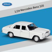 Welly 1:24 mastelio Mercedes-Benz 220 lydinio automobilių modeliai, liejiniai, metaliniai žaisliniai automobiliai, automobilių modeliai, modeliavimas, kolekcija, dovanos vaikams 1:24-size:19.7*7.3*6cm balta