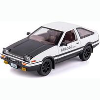 1/24 mastelio Toyota AE86 pradinio D modelio automobilis, didelis žaislinis automobilis, cinko lydinio, ištraukiamas atgal žaislinis automobilis su garsu ir šviesa, skirta vaikams berniukui, mergaitei 1/24-21x8x6.8cm juoda/balta
