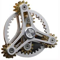 Gryno žalvario „Fidget Spinner“ pavarų jungtis „Fidget Giro“ žaislinis metalinis „pasidaryk pats“ rankinis suktukas su keliais aukščiausios kokybės guoliais (12 guoliai) 10.2x10.2x3.5cm sidabras