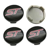 4 vnt. 54 mm rato centrinės stebulės dangteliai Automobilio emblemos logotipas ST rato centrinis dangtelis skirtas „Ford-Mustang“ tyrinėtojui, skirtas fiestai, skirtas fokusuoti „kuga“ aliuminio lipdukas 4pcs/set raudona
