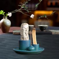4 in 1 Incense Burner Sage Palo Santo Holder Desktop Candles Ceramic Censer for Farmhouse mėlyna