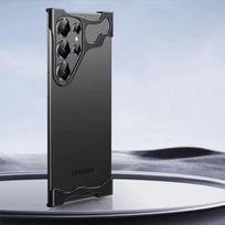 Prabangus metalo titano lydinio netaisyklingas telefono dėklas, skirtas Samsung Galaxy S24 S23 Ultra Plus Alien Aliuminio objektyvo žiedo apsauginis dangtelis For Samsung S24 Ultra juoda