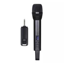 Belaidžio mikrofono sistema su rankiniu mikrofonu profesionaliais dinaminiais mikrofonais, skirta namų kinui 1 Receiver and 1 Microphone juoda