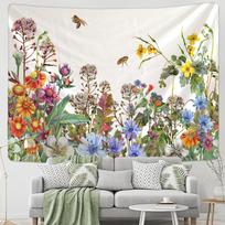Gėlės Bitės Gobelenas Sienų Pakabinimas Bohemiškas Tropinis Augalas Hipiškas Bohemiškas Bendrabutis Modernaus Stiliaus Fono Audinys Dekoravimas 95x70CM
