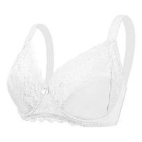 Didelio dydžio moteriška vasarinė liemenėlė Reguliuojama suraukta Push Up apatinio trikotažo viršutinė dalis Nėriniai Lingerie Didelės kaušelio liemenėlė su lankeliais 85EF balta