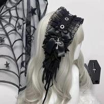 Moteriški Harajuku Steampunk Y2K Sparnuoti Galvos Apdangalai Kaspinas Galvos Juosta Lolita Gotikiniai Tamsaus Angelo Galvos Apdangalai ir Plaukų Aksesuarai juoda