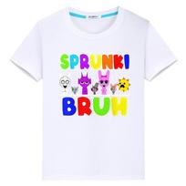 marškinėliai vaikams berniukui 10 metų Sprunki spauda 100% medvilnė anime viršūnės y2k one piece Sprunki mieli trumpi marškinėliai pasididžiavimo marškinėliai mergaičių drabužiai 100 balta
