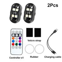 1/2/4/6 vnt. 7 spalvų nuotolinio valdymo stroboskopinė lemputė LED įspėjamoji lemputė Drono stroboskopinė lemputė Motociklo galinis žibintas automobiliui, motociklui, dviračiui, RC dronui, blykstė 2PCS