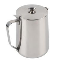 Nerūdijančio plieno kavos puodelio puodelis Pieno putojimo ąsočio ąsotis su dangteliu, skirtas Latte Coffee Art(1500 ml)