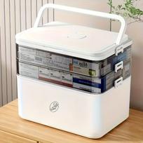 Didelės talpos daugiasluoksnė patvari plastikinė laikymo dėžutė - Nešiojamas, lengvai valomas organizatorius tabletėms, biuro, vonios kambario reikmenims - Skaidrus dizainas 30*16.5*24cm