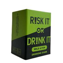 Risk It Or Drink kortų stalo žaidimas, gėrimo žaidimai, pregame iššūkiai