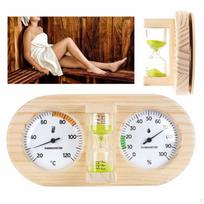 Sauna Thermometer Hygrometer and Timer 3 in 1 Hygrothermograph Temperature Humidity Gauge for SPA žalia