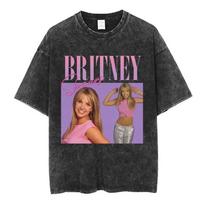 Britney Spears 2001 m. turas, senovinio plovimo, dvipusiai marškinėliai, unisex, pop princesės gerbėjų gatvės drabužiai, 100% medvilnė, kasdienis trumpomis rankovėmis viršus L