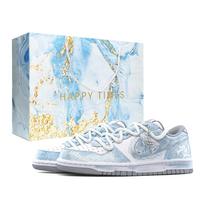 Nike Dunk Crushed Ice Mėlynas Pudingas Dvigubi Raišteliai Atsparūs Dilimui Žemi Krepšinio Batai Vyriški Balti Pilki Mėlyni 355152-106(Team920-BOX) 42