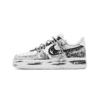 Nike Air Force 1 Nudėvėtos Svajonės Karvės Oda Atsparios Dilimui Žemi Kateboardo Batai Unisex Juodi Balti CW2288-111(Komanda997-) 42.5 gray