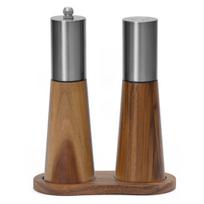 1set Salt and Pepper Grinder Set with Wooden Base, Manual Shaker and Adjustable Grinding Weight auksas