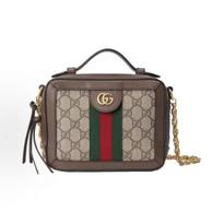 Gucci Ophidia Senovinis Gėlių Logotipas Dryžuota Juosta Grandinėlė Drobės Ir Odos Derinys Kameros Krepšys Dėžutės Formos Krepšys Basic+Dust Bag juodmedis