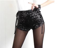 Women's Sequin Slit Slim-Fit Pole Dance Pants for Stage or Live Stream Medium raudona