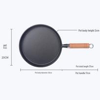26cm Uncoated Cast Iron Non-Stick Frying Pan for Pancakes, Crepes, and Pizza