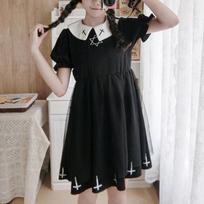 Scione gotikinė lolitos suknelė Harajuku gatvės mados suknelė japoniško švelnios sesutės stiliaus žvaigždžių tiulio suknelė S