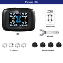 E-ACE automobilių TPMS padangų slėgio stebėjimo sistema išmanusis ekranas, signalizacija stebėjimo sistema, USB įkrovimas, automatinė apsauga su 4 jutikliais K08-external Sensors