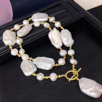 Freshwater Pearl Baroque Necklace 4-17mm Fashionable and Simple Women's Winter New Style 45CM