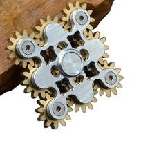 Gryno žalvario „Fidget Spinner“ pavarų jungtis „Fidget Giro“ žaislinis metalinis „pasidaryk pats“ rankinis suktukas sukasi ilgą laiką su keliais aukščiausios kokybės guoliais (9 pavaros) 7.1x5.6x2.5cm sidabras