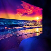 Saulėlydis Juodos šviesos UV Reaktyvus Sieninis Gobelenas Fluorescencinis Gobelenas Svetainei Miegamajam ir Namų Dekoravimui 95x73cm yellow