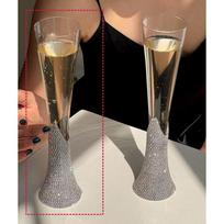 Deimantinis moteriškas šampano taurės rinkinys su deimantiniu krištoliniu stiklu aukšta kojelė Vyno taurė gėrimų taurė Dovanų vyno taurė Gražus puodelis 150ml 1pcs