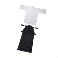 Japoniškas Kendo uniformos komplektas Kvėpuojantis Iaido Tradicinis samurajaus aprėždas 165cm_White and Black