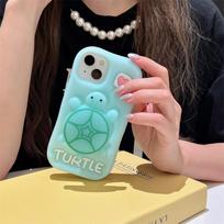 Cute Squeezing Pressure Reducing Night Light Turtle Silicone Phone Case For iPhone 16 15 14 13 12 11 Pro Max Shockproof Cover iPhone 11 žalia