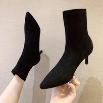 Moteriški megzti ankle boots Moteriški batai Moteris Smailus pirštas Tamprios Stambūs Ploni Aukšti kulniukai Madingi Kojinės Trumpikės 34
