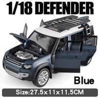 Didelis 1/18 Land Rover Defender Range Rover SUV Visureigis Lydinio Modelis Automobilis Die-cast Transporto Priemonių Kolekcija Garsas ir Šviesa Atgal Atitraukiamas Berniuko Žaislas Vaikų Dovana mėlyna
