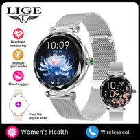 LIGE Naujas moteriškas išmanusis laikrodis AMOLED HD ekranas sveikatos stebėjimas išmanusis laikrodis NX7PRO skirtas Android iOS mesh belt sidabras