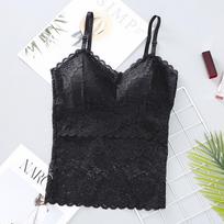 Ilgas camisole su nėriniu apvadu ir išimamomis liemenėlės pagalvėlėmis Medium juoda