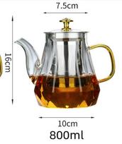 600/8001000ML Aukšto borosilikatinio karščiui atsparaus stiklo arbatos rinkinys Nerūdijančio plieno filtras Užplikymo arbatinukas Deimantinis arbatinukas Užplikymo arbatinukas