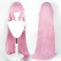 2 stiliai Elysia Cosplay perukas Anime Impact 3 Elysia ilgas rožinis su kirpčiukais karščiui atsparus sintetinis plaukas Helovino perukai + peruko kepuraitė One Size