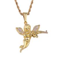 Karštai parduodamas Europos ir Amerikos automatinio ginklo Revenge Angel karoliai pakabukas vyrams ir moterims
