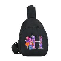 Cartoon 26 English Letter K-Pop Demon Hunters Printed Kawaii Chest Pack for Boy Girl Shoulder Bag Student Portable Crossbody Pouch Christmas Gift