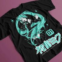 Hatsune Miku Ateities garsas Anime Grafinis Medvilninis T-shirt Moterims 2026 Vasaros Atsitiktinis Gatvės Stilius Trumpomis Rankovėmis Juodas 4XL