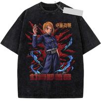Jujutsu Kaisen Shibuya Incident Gojo Satoru Vintage Washed Anime T-Shirt, Unisex Dark Fantasy Anime Fan Streetwear Tee, 100% Cotton Casual Short L